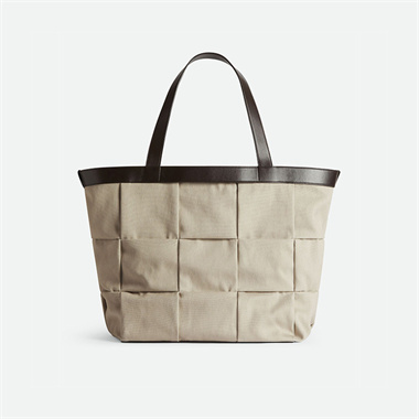 bottega veneta canvas and leather intreccio tote bag #787419